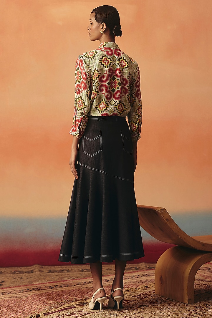 Multi-Colored Pure Crepe Digital Printed Shirt by POOJA RAJGARHIA GUPTA at Pernia's Pop Up Shop