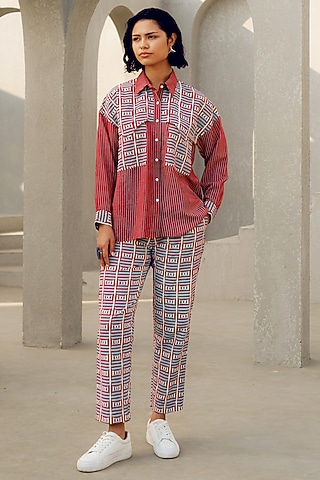 Red Pure Crepe Shirt by POOJA RAJGARHIA GUPTA