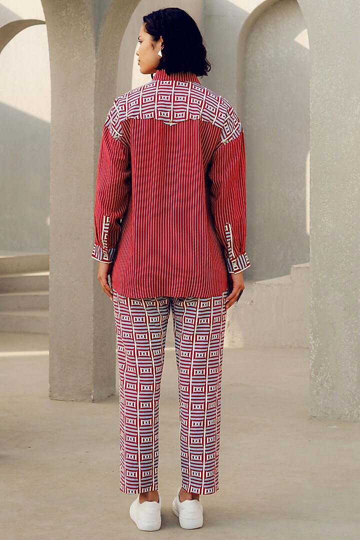 Red Pure Crepe Shirt by POOJA RAJGARHIA GUPTA at Pernia's Pop Up Shop