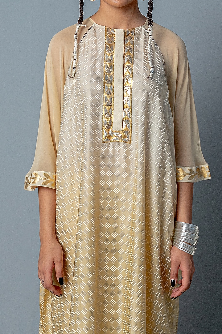 Gold Hand Embroidered Kaftan Set by POOJA RAJGARHIA GUPTA at Pernia's Pop Up Shop