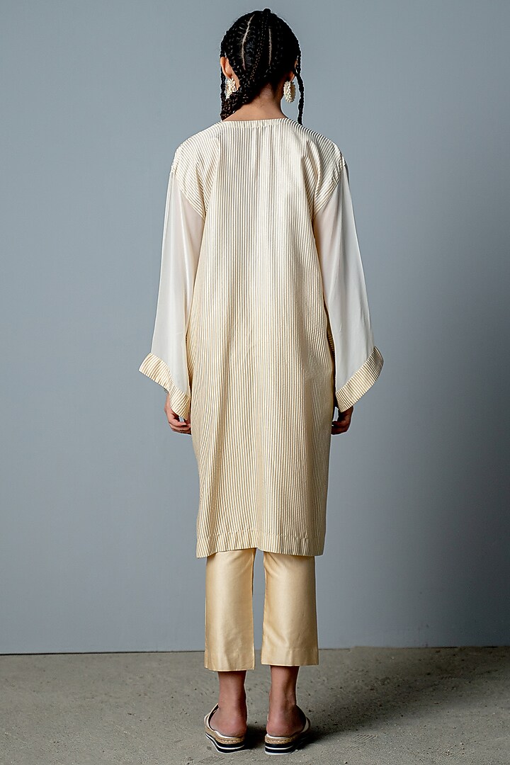 Ivory & Gold Embroidered Kurta Set by POOJA RAJGARHIA GUPTA at Pernia's Pop Up Shop