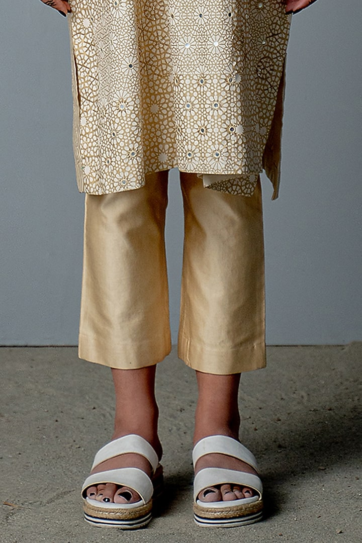 Ivory & Gold Embroidered Kurta Set by POOJA RAJGARHIA GUPTA at Pernia's Pop Up Shop