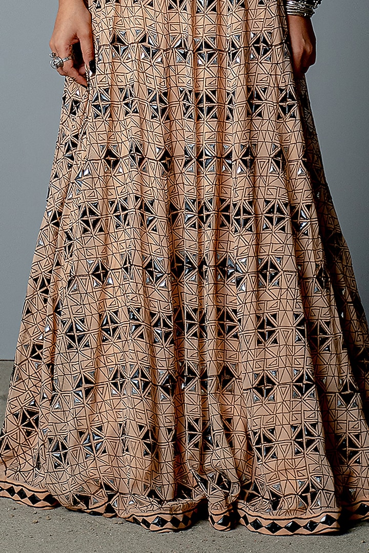 Nude Georgette Hand-Embroidered Wedding Lehenga Set by POOJA RAJGARHIA GUPTA at Pernia's Pop Up Shop