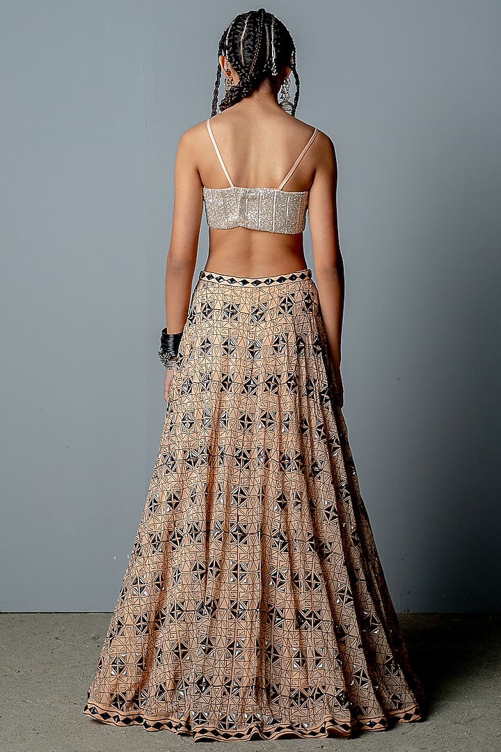 Nude Georgette Hand-Embroidered Wedding Lehenga Set by POOJA RAJGARHIA GUPTA at Pernia's Pop Up Shop