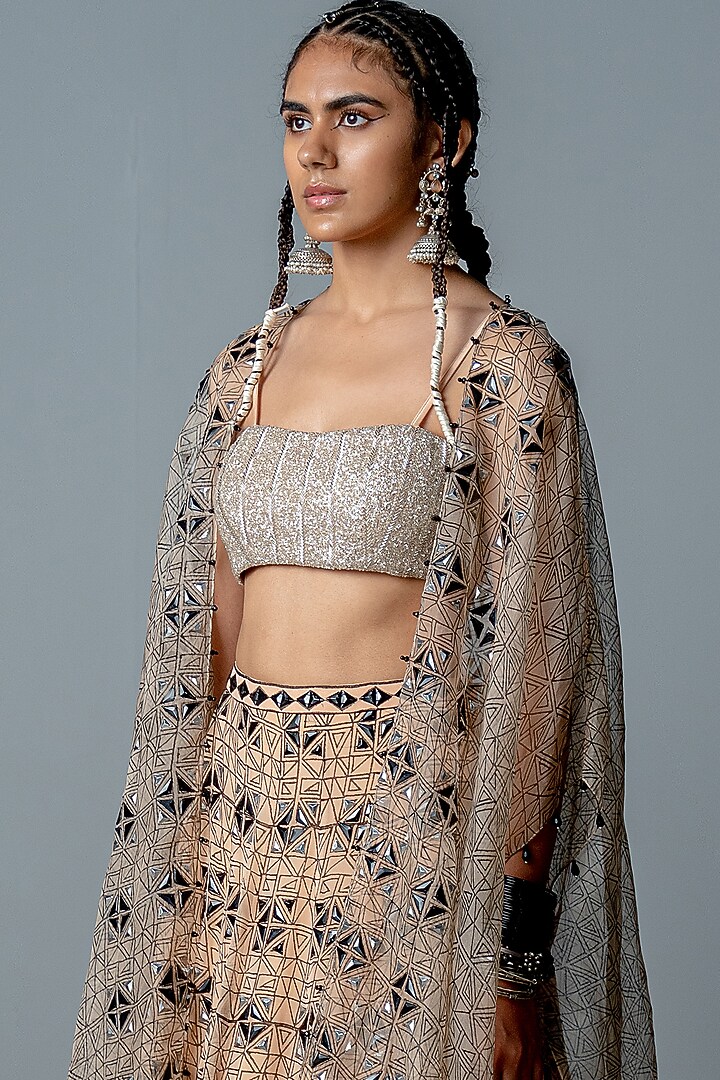 Nude Georgette Hand-Embroidered Wedding Lehenga Set by POOJA RAJGARHIA GUPTA at Pernia's Pop Up Shop