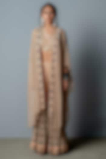 Nude Hand-Block Printed Sharara Set by POOJA RAJGARHIA GUPTA at Pernia's Pop Up Shop