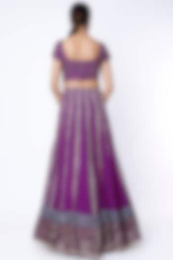 Aubergine Hand Embroidered Wedding Lehenga Set by POOJA RAJGARHIA GUPTA at Pernia's Pop Up Shop