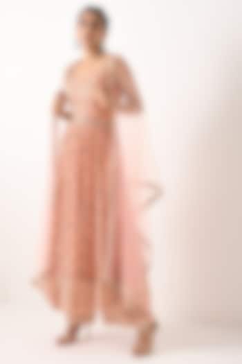 Blush Pink Embroidered & Printed Wedding Anarkali Set by POOJA RAJGARHIA GUPTA at Pernia's Pop Up Shop