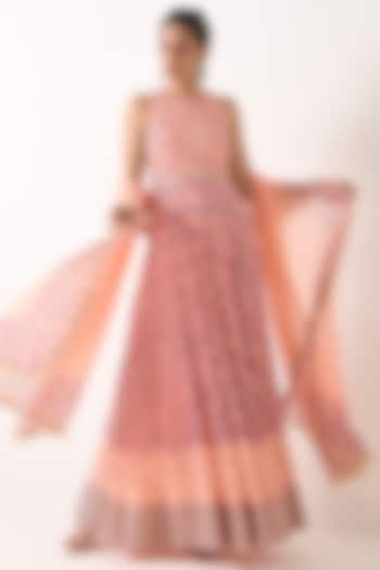 Blush Pink Printed Wedding Anarkali Set by POOJA RAJGARHIA GUPTA at Pernia's Pop Up Shop