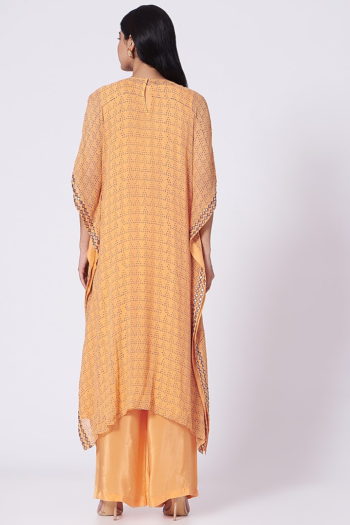 Apricot Orange Hand Embroidered Kaftan Set by POOJA RAJGARHIA GUPTA at Pernia's Pop Up Shop