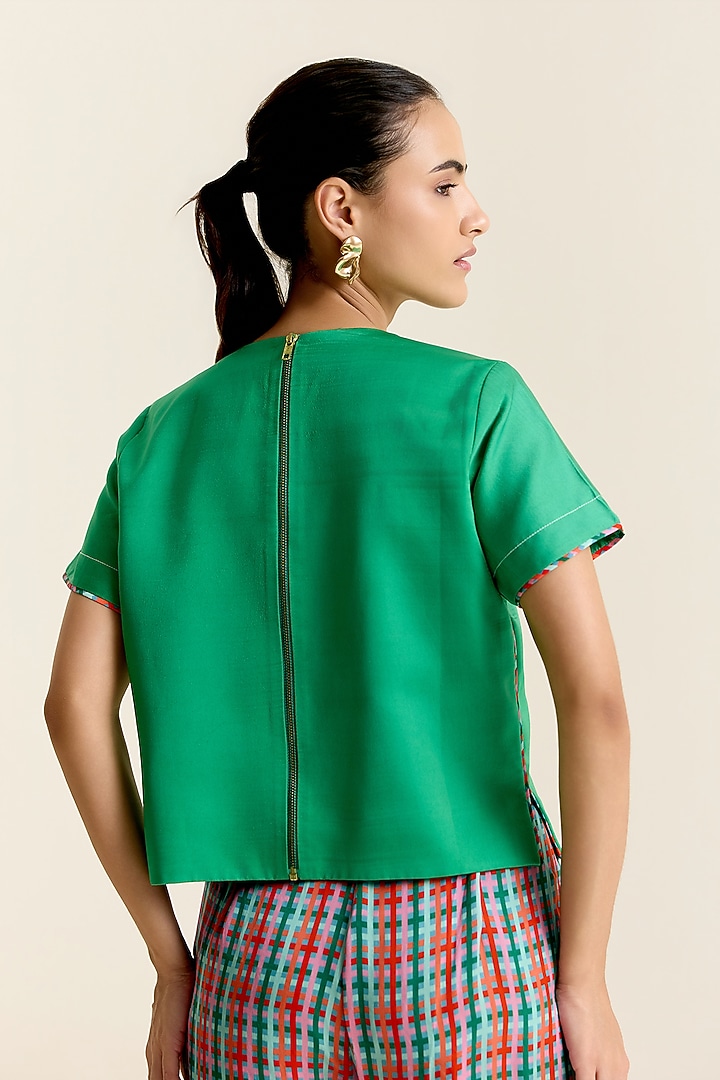 Mint Green Satin Floral Sequin Embroidered Crop Top by POOJA RAJGARHIA GUPTA at Pernia's Pop Up Shop