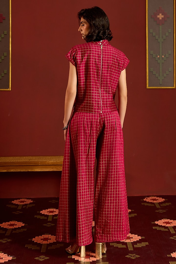 Maroon Chanderi Party Wear Sharara Set by POOJA RAJGARHIA GUPTA at Pernia's Pop Up Shop