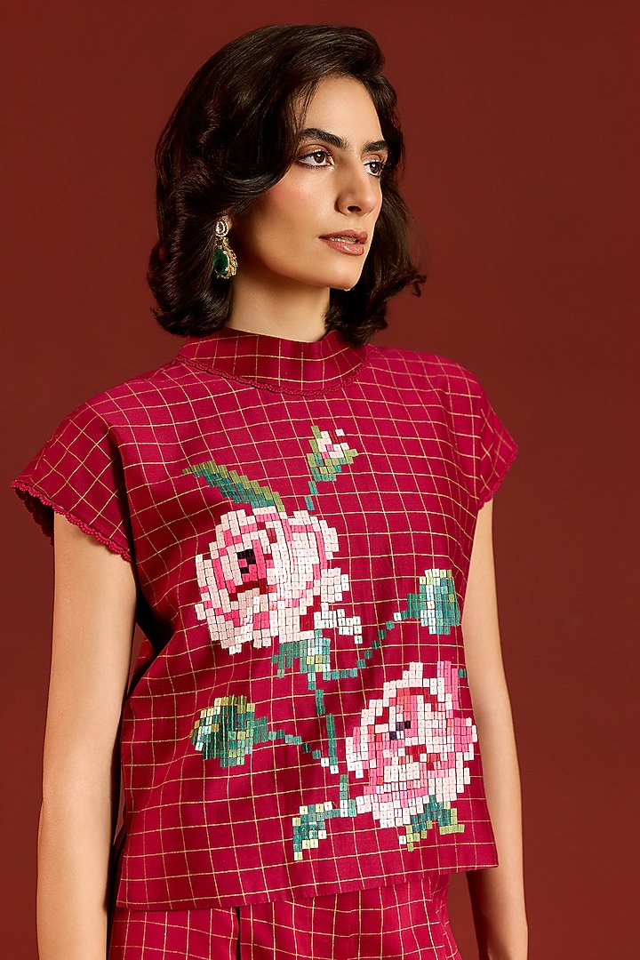 Maroon Chanderi Party Wear Sharara Set by POOJA RAJGARHIA GUPTA at Pernia's Pop Up Shop