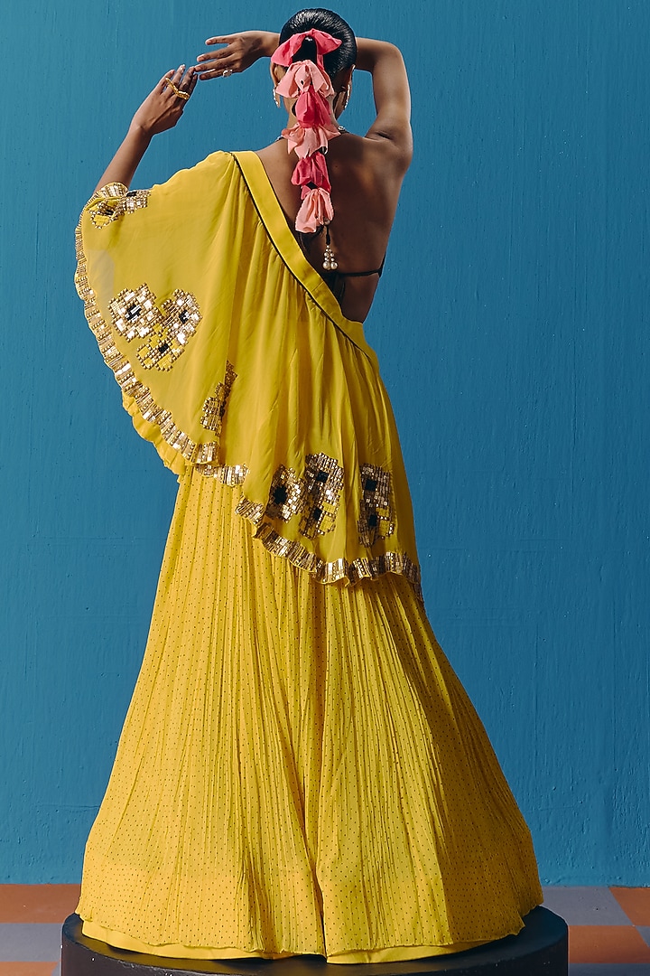 Yellow Georgette Wedding Lehenga Set by POOJA RAJGARHIA GUPTA at Pernia's Pop Up Shop