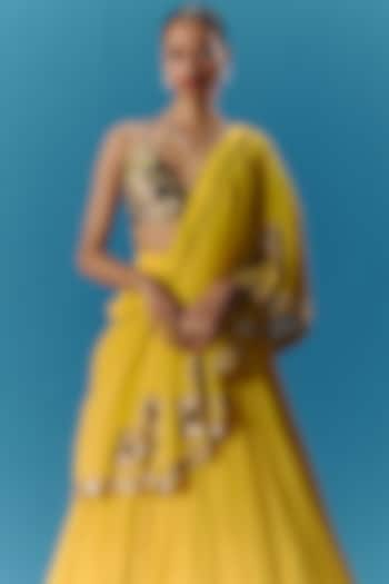 Yellow Georgette Wedding Lehenga Set by POOJA RAJGARHIA GUPTA at Pernia's Pop Up Shop