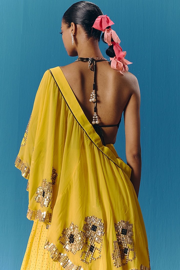 Yellow Georgette Wedding Lehenga Set by POOJA RAJGARHIA GUPTA at Pernia's Pop Up Shop