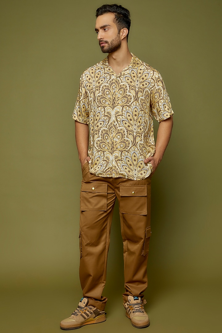 Ivory Modal Printed Party Wear Shirt by PERTE DEGO at Pernia's Pop Up Shop