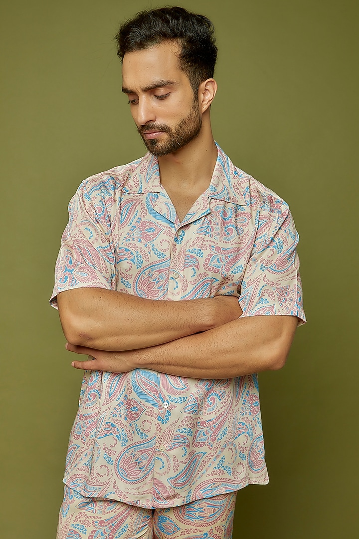 Multi-Colored Modal Paisley Printed Party Wear Shirt by PERTE DEGO at Pernia's Pop Up Shop