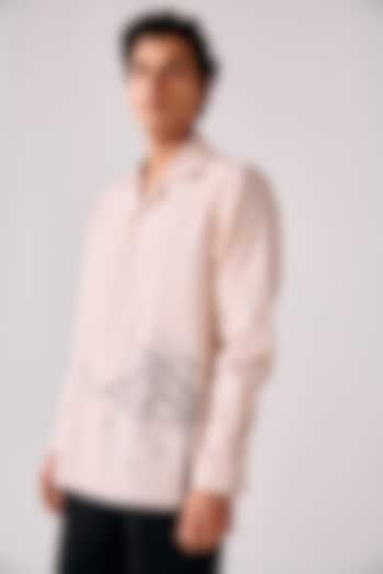 Misty Pink Cotton Applique Shirt by PERTE DEGO