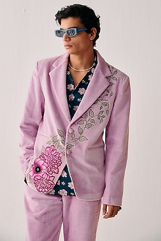 Buy Baby Pink Blazer Set for men Online from Indian Designers 2024