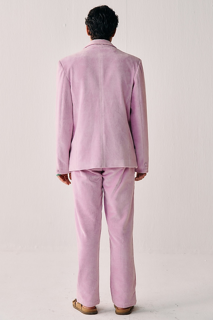Pink Cotton Velvet Artwork Embroidered Blazer by PERTE DEGO at Pernia's Pop Up Shop