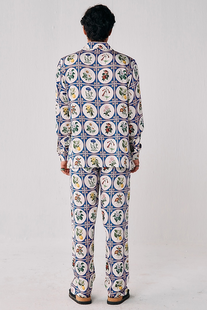 White Modal Satin Digital Printed Pant by PERTE DEGO at Pernia's Pop Up Shop