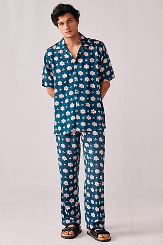 Teal Blue Modal Co-Ord Set by PERTE DEGO
