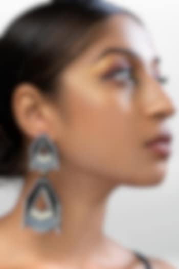 Grey Acrylic Double Drop Earrings by PRACHI GUPTA