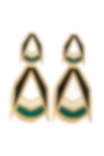 Green Acrylic Double Drop Earrings by PRACHI GUPTA