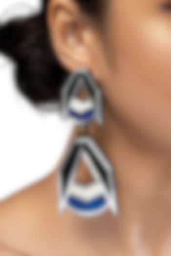 Blue Acrylic Double Drop Earrings by PRACHI GUPTA