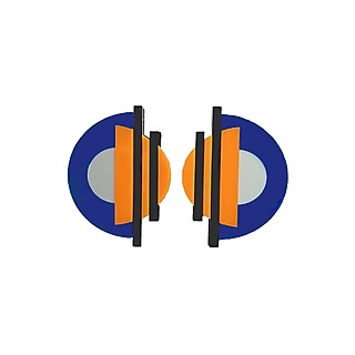 Orange & Blue Semi-Geometric Handmade Earrings by PRACHI GUPTA