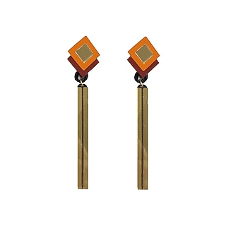 Orange & Red Acrylic Dangler Earrings by PRACHI GUPTA
