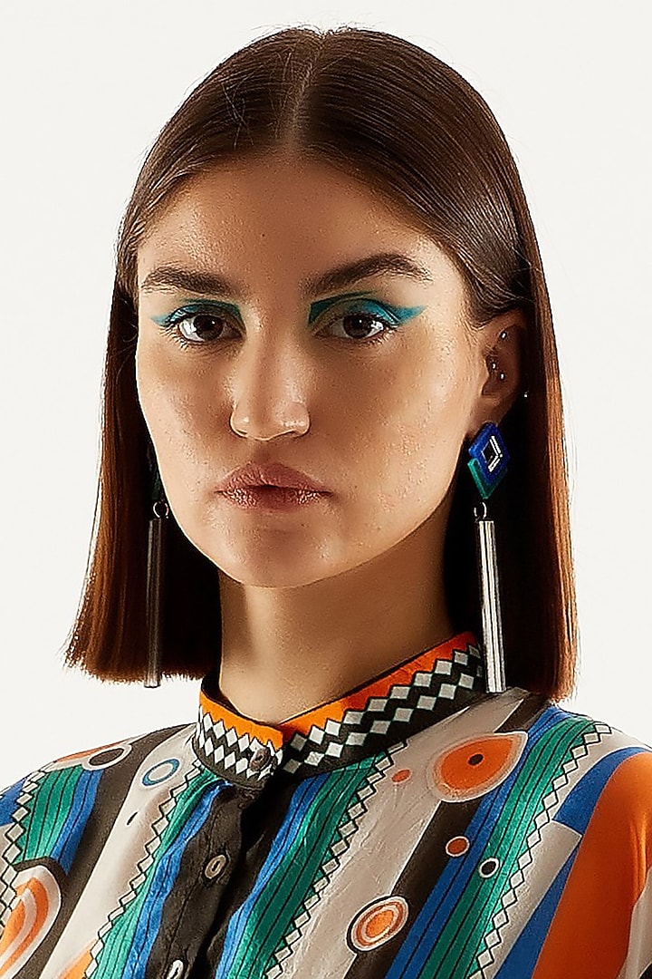 Blue & Green Acrylic Dangler Earrings by PRACHI GUPTA at Pernia's Pop Up Shop