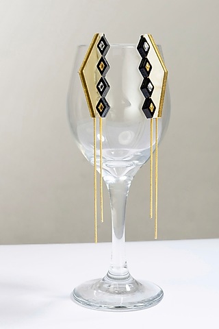 Cream & Gold Acrylic Earrings by PRACHI GUPTA