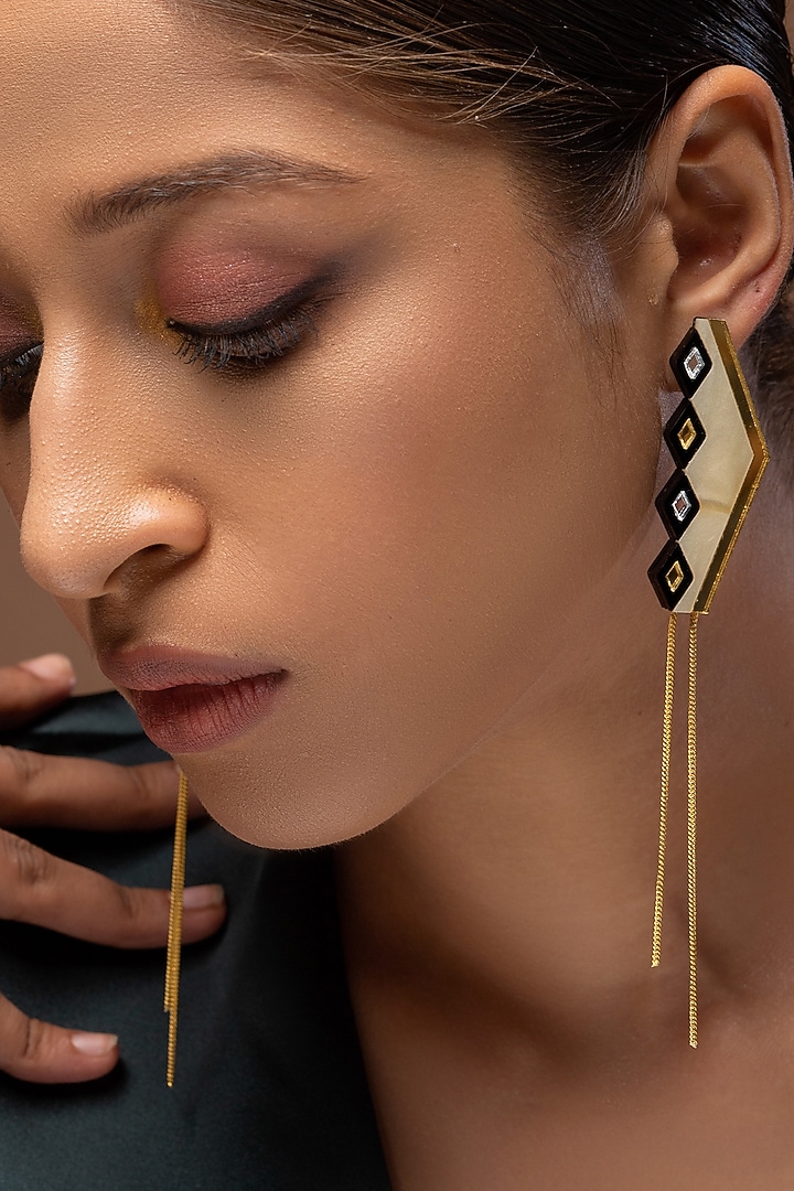 Cream & Gold Acrylic Earrings by PRACHI GUPTA at Pernia's Pop Up Shop