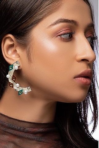 Multi-Colored Acrylic Earrings by PRACHI GUPTA