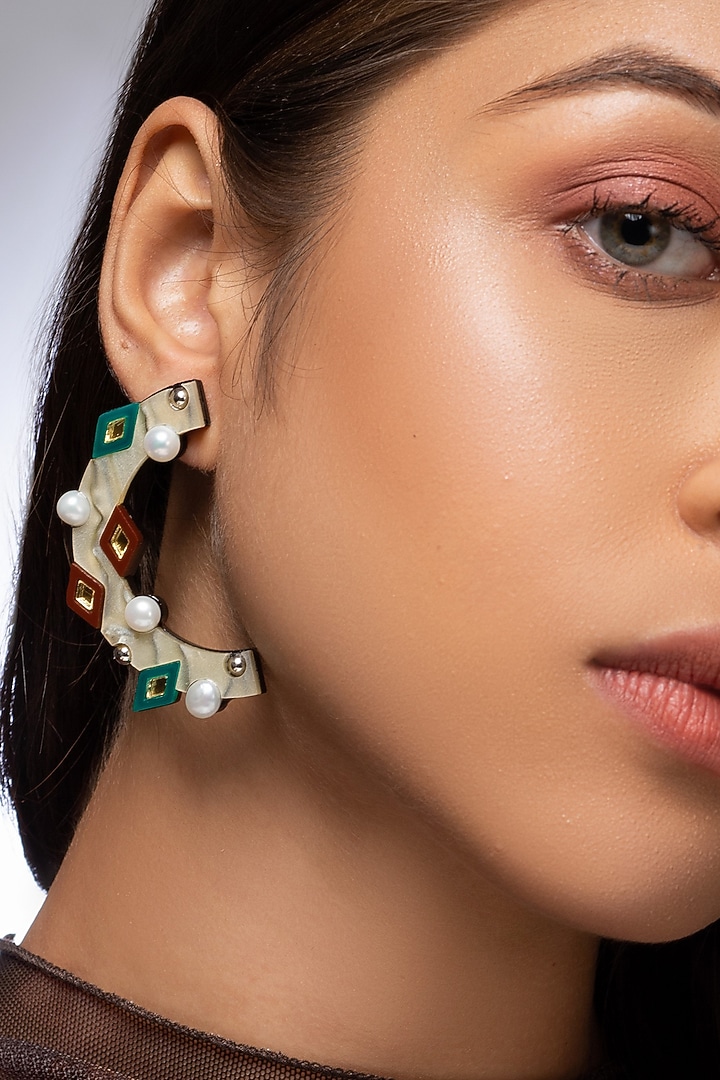 Multi-Colored Acrylic Earrings by PRACHI GUPTA at Pernia's Pop Up Shop