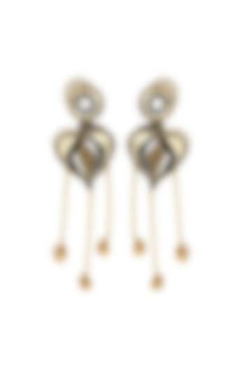 Cream & Gold Textured Acrylic Dangler Earrings by PRACHI GUPTA