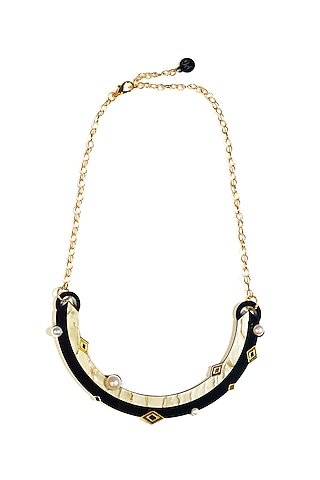 Cream & Black Yin-Yang Adjustable Necklace by PRACHI GUPTA