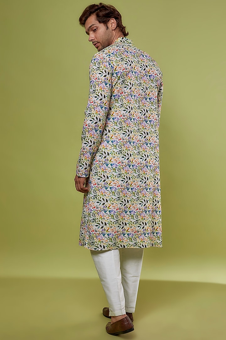 Multi-Colored Silk & Katan Silk Printed Kurta Set by PRIYANKA HARALALKA at Pernia's Pop Up Shop