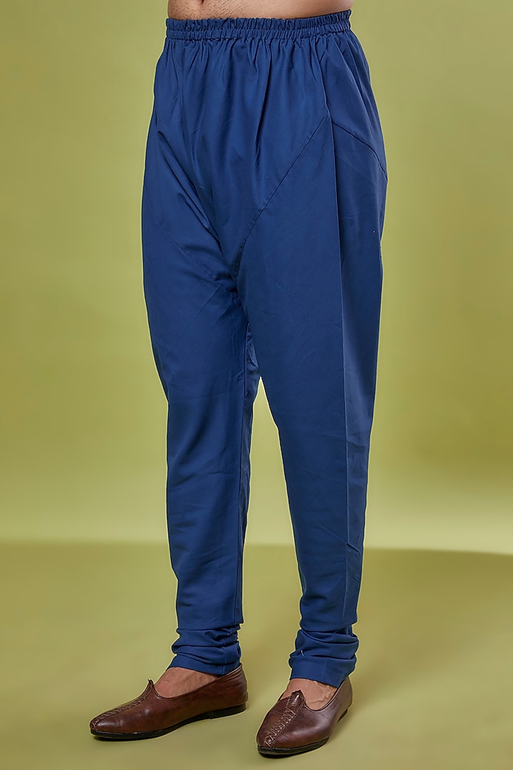 Blue Cotton & Silk Hand Embroidered Kurta Set by PRIYANKA HARALALKA at Pernia's Pop Up Shop