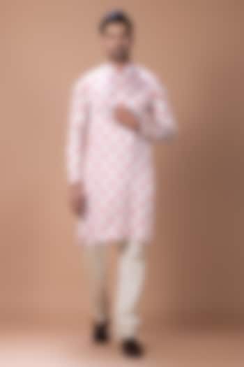 Red-Cream Japan Satin Floral Printed Kurta Set by PRIYANKA HARALALKA at Pernia's Pop Up Shop