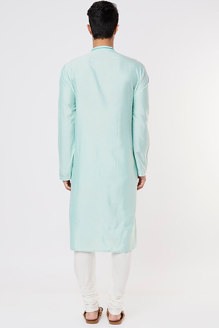 Aqua Blue Embroidered Kurta Set by PRIYANKA HARALALKA at Pernia's Pop Up Shop
