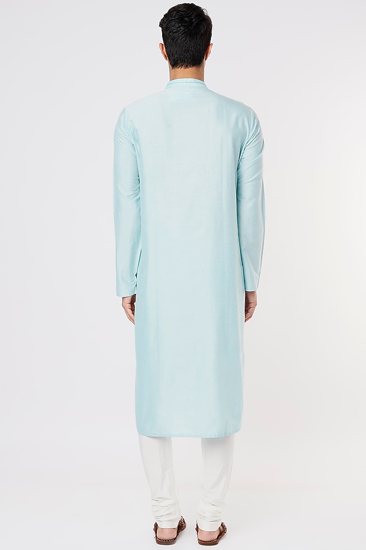 Aqua Blue Kurta Set With Embroidery by PRIYANKA HARALALKA at Pernia's Pop Up Shop