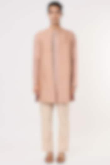 Onion Pink Embroidered Kurta Set With Jacket by PRIYANKA HARALALKA at Pernia's Pop Up Shop