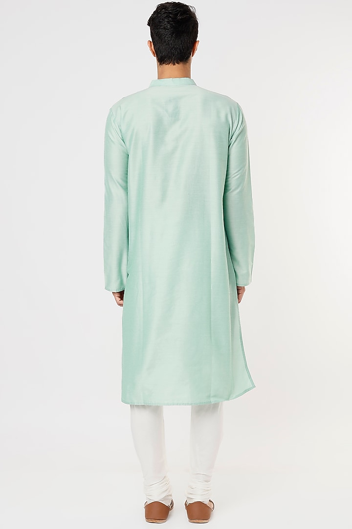 Light Aqua Blue Embroidered Kurta Set by PRIYANKA HARALALKA at Pernia's Pop Up Shop