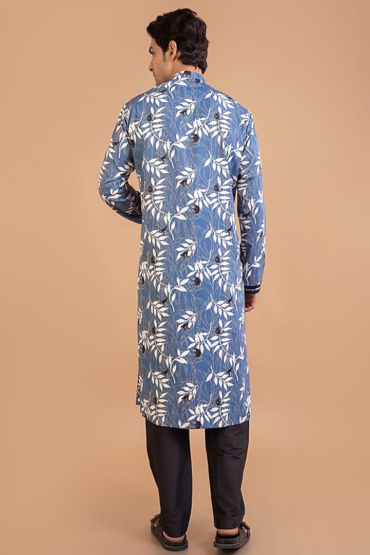 Blue Cotton Printed Kurta Set by PRIYANKA HARALALKA at Pernia's Pop Up Shop
