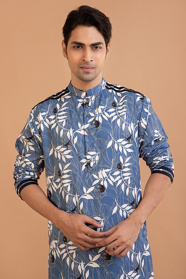 Blue Cotton Printed Kurta Set by PRIYANKA HARALALKA at Pernia's Pop Up Shop