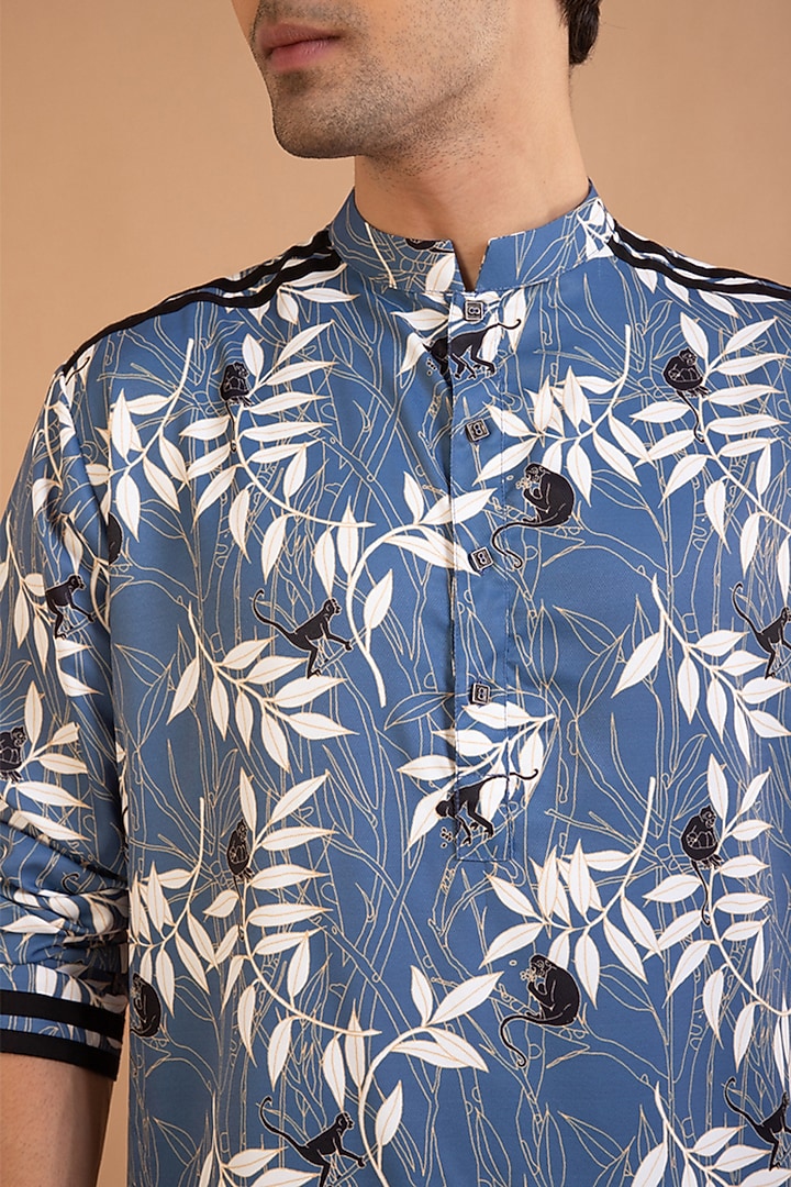 Blue Cotton Printed Kurta Set by PRIYANKA HARALALKA at Pernia's Pop Up Shop