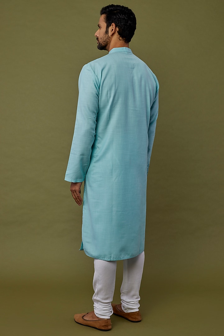 Aqua Blue Embroidered Kurta Set by PRIYANKA HARALALKA at Pernia's Pop Up Shop